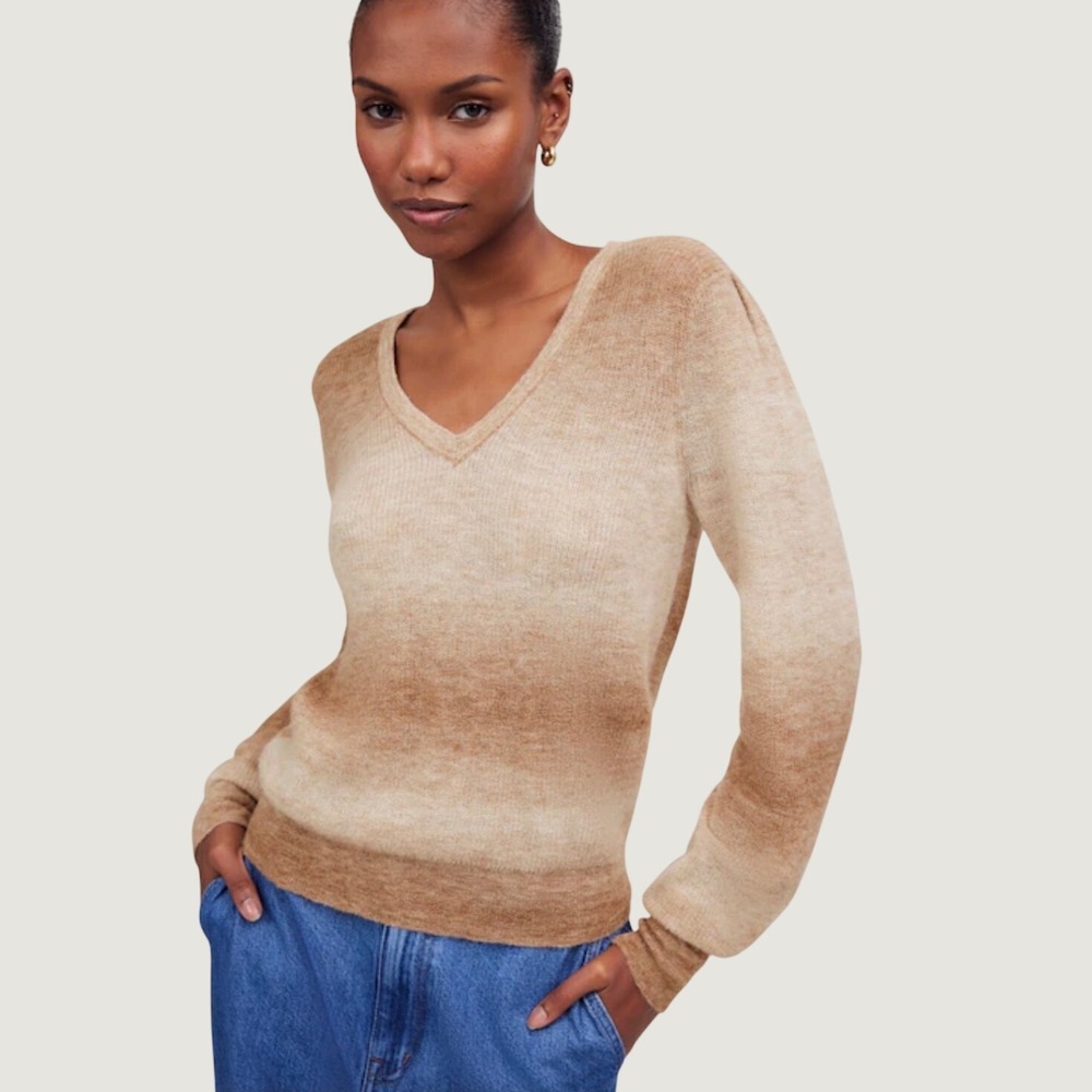 Madewell Alpaca Blend Deep V-neck Sweater XS Boho Casual Quiet Luxury Minimalist